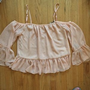 New Lovers + Friends Cold Shoulder Top w/ Ruffles